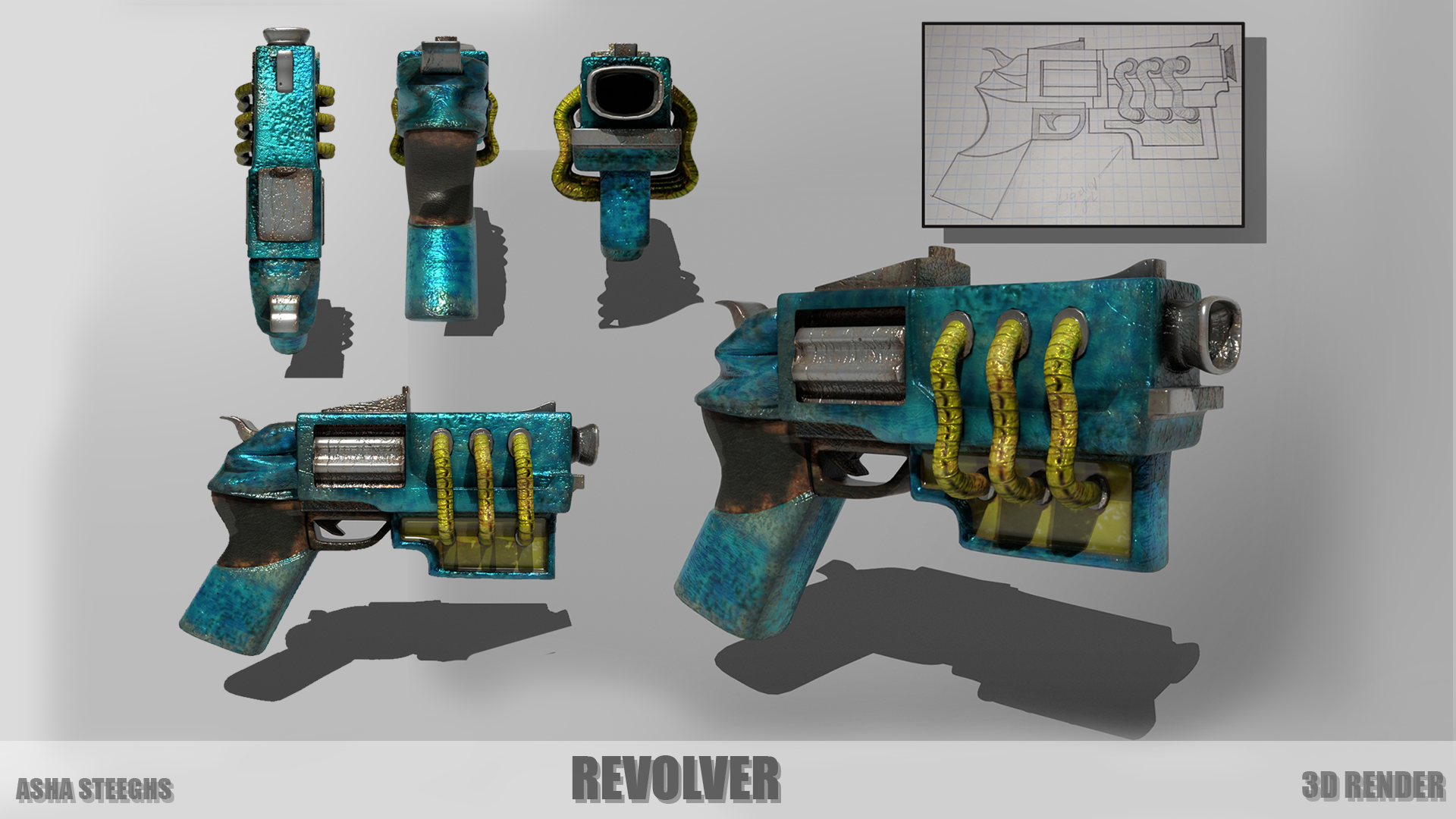 steampunk revolver model